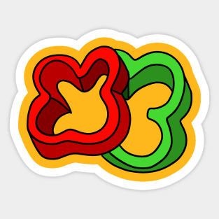 Red and Green Bell Pepper Slices Sticker